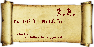 Kolláth Milán névjegykártya